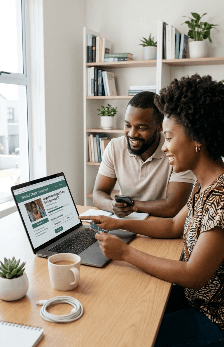 Couple effectuant un don en ligne via la plateforme FASADE Dons