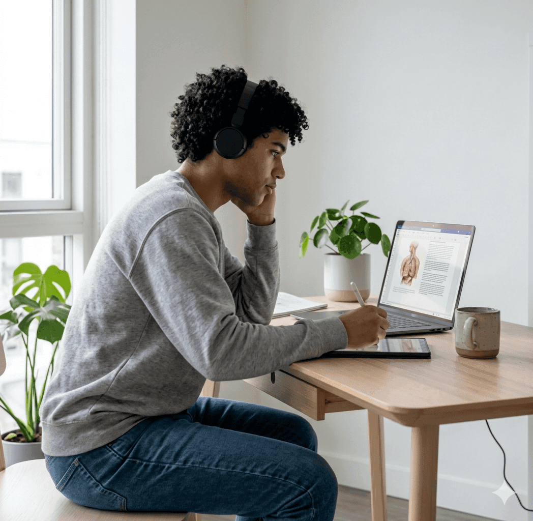 Apprenant en formation en ligne avec FASADE LMS